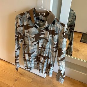 Givenchy Men’s Camouflage Print Long Sleeve Shirt